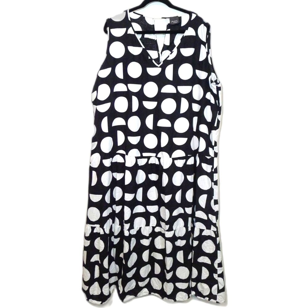 Persona By Marina Rinaldi Tiered Polka Dot Linen Dress - 20